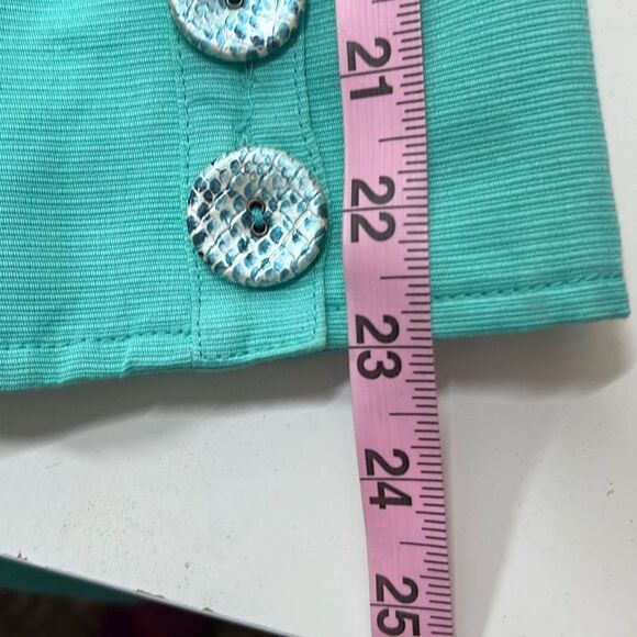 Anthracite Women’s Fully Lined Lightweight Coat w/Snakeskin Buttons. Turquoise. - Picture 9 of 12